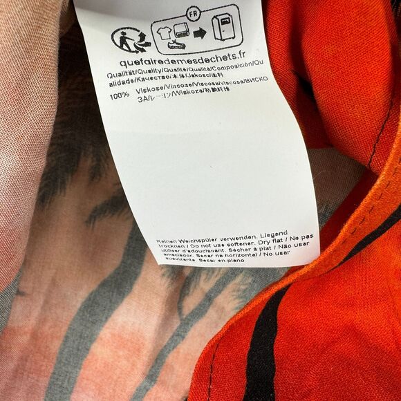 Hugo Boss Mens Ellino Relaxed Fit Sunset Short Sleeve Button Down Shirt Red L - Picture 4 of 5